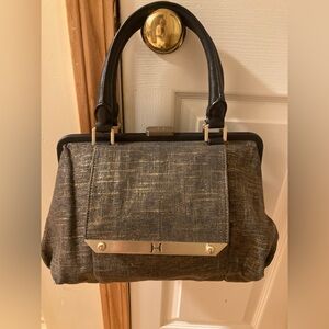 Halston Heritage Black and Gold Satchel EUC!!!